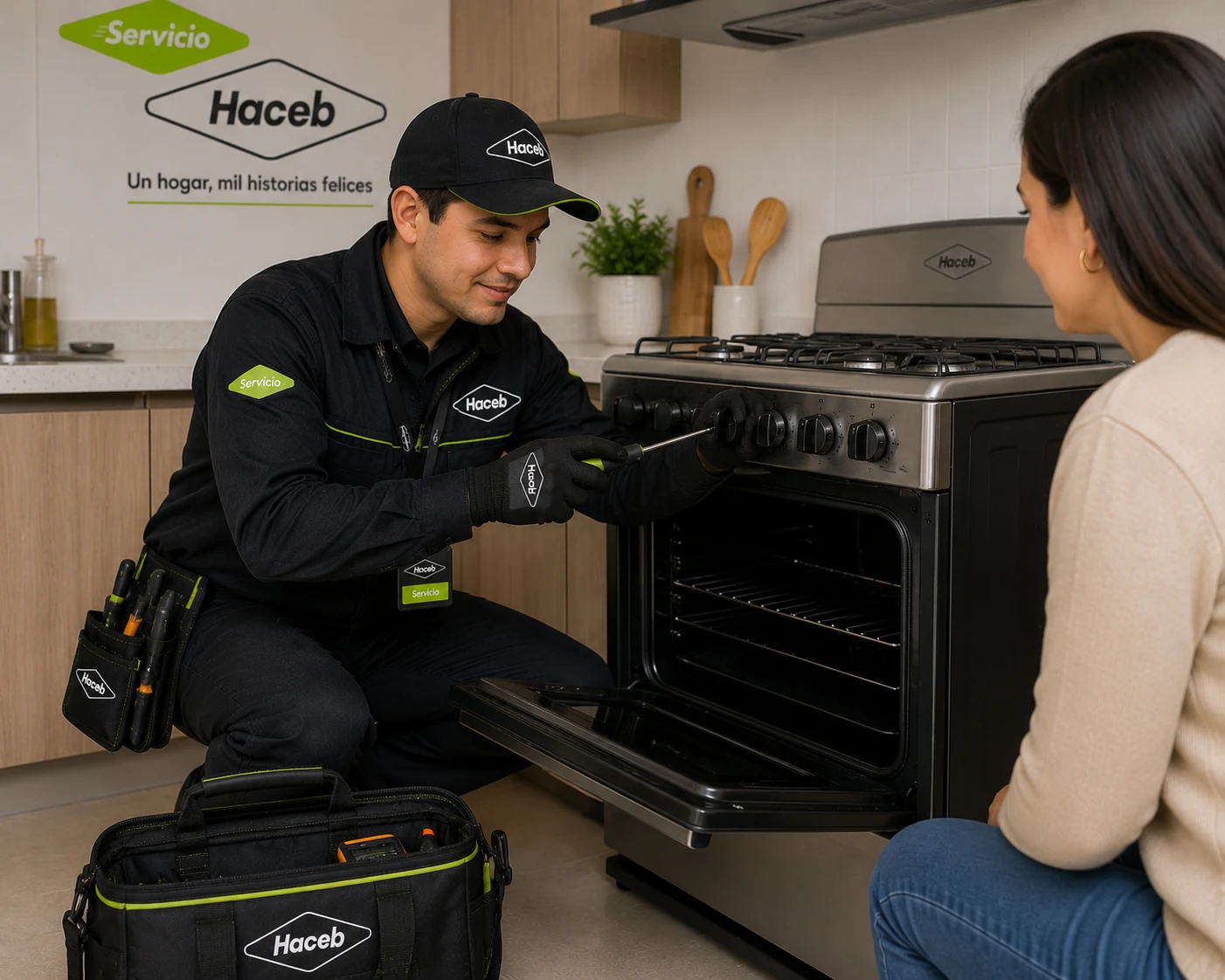 Técnico Haceb realizando mantenimiento en Bucaramanga
