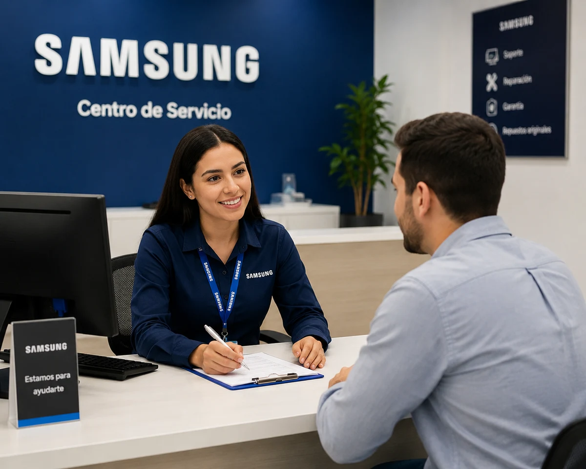 Técnico autorizado Samsung documentando una reparación en Bucaramanga